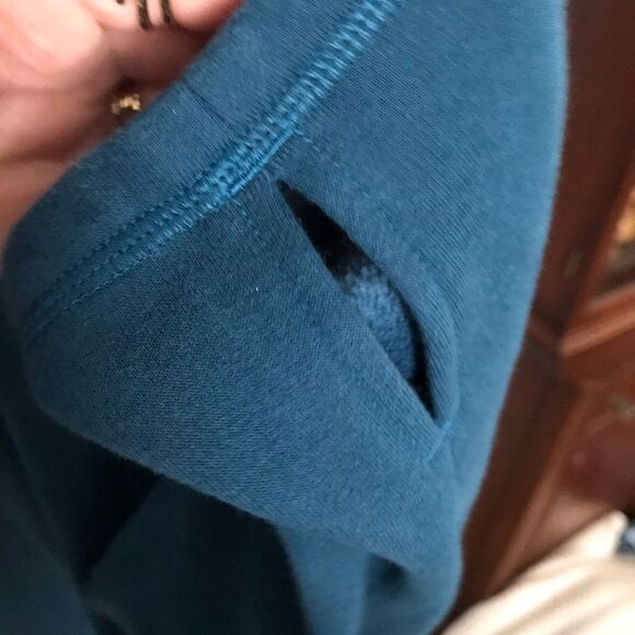 Athleta Cozy Karma Asymmetrical Pullover Size 1X Dark Teal - Fleece lined - Picture 4 of 9